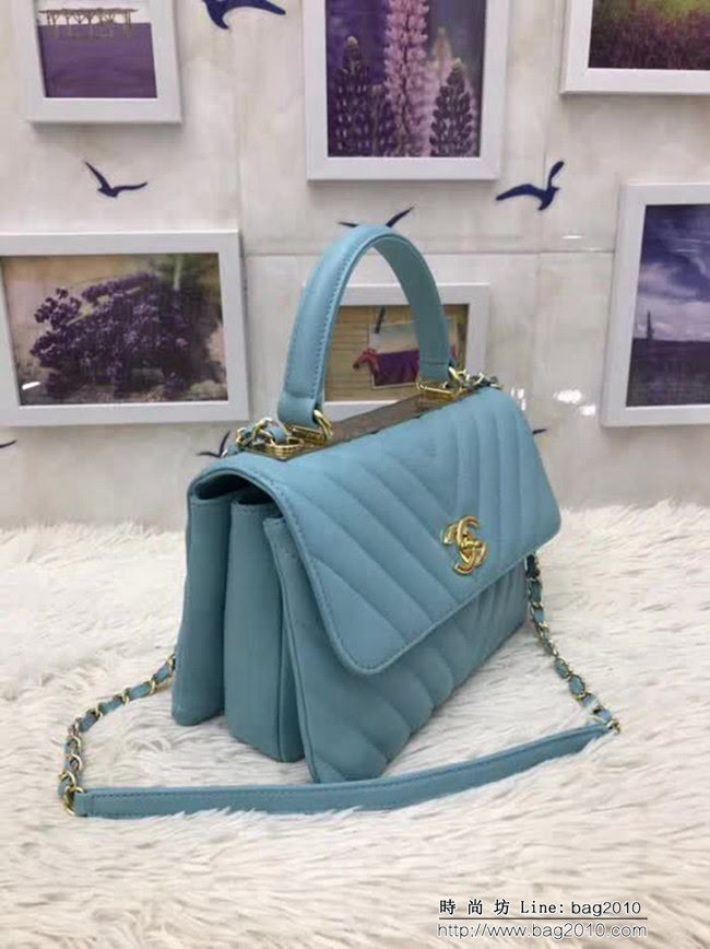香奈兒CHANEL 92236 V格2018秋冬小羊皮手提肩背斜背鏈條包 DSC1084